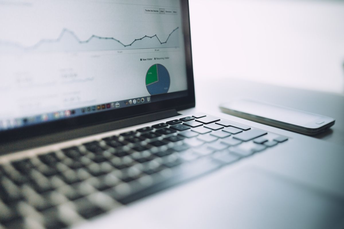 Laptop displaying an analytics dashboard