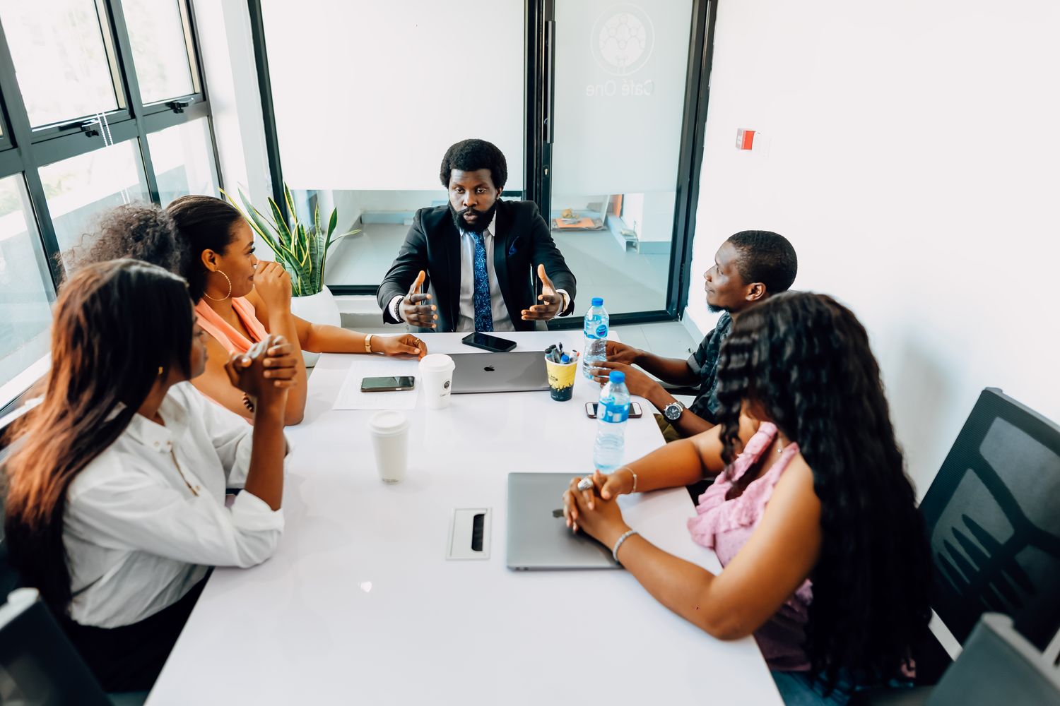 Business professionals meeting in a Lagos office